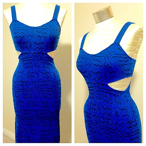 UO cut out Aztec dress in cobalt blue S - Picture 6 of 12